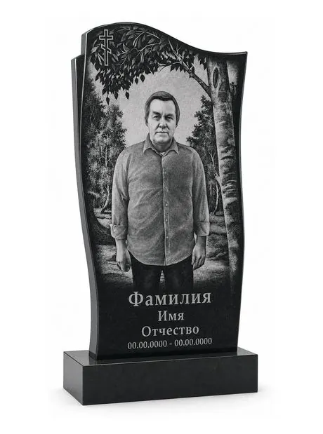 Портрет по старой фотографии, перенесённый на полированный гранит